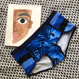 NWT Victorias Secret Pink Blue Palm Leaf Boyshorts